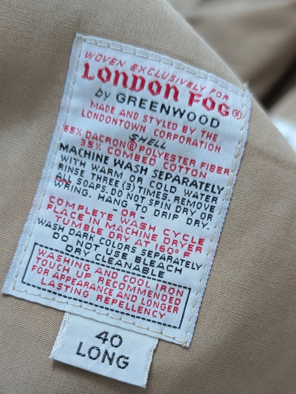 London Fog Maincoats Tan Double-Breasted Trench Coat with Belt